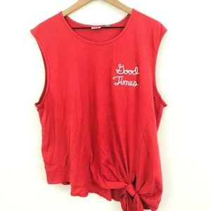 Junk Food Good Times Tie Front Tank Top XXL